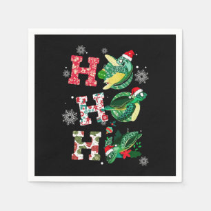 Serviette En Papier Amoureux de Noël de tortue drôle