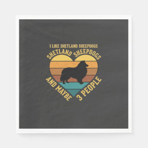 Serviette En Papier Amoureux des chiens Shetland Sheepdogs Rétro Cœur