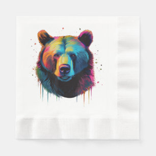 Serviette En Papier Amoureux d'ours grizzly Pop Art Gros Ours Grizzly