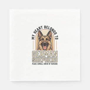 Serviette En Papier Amoureux du Berger Allemand Gravure Vintage Chien