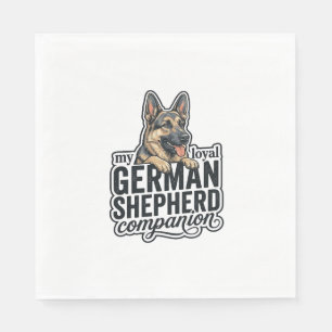 Serviette En Papier Amoureux du Berger Allemand Gravure Vintage Typogr