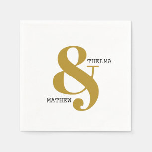 Serviette En Papier Ampersand moderne avec des noms Mariage serviettes