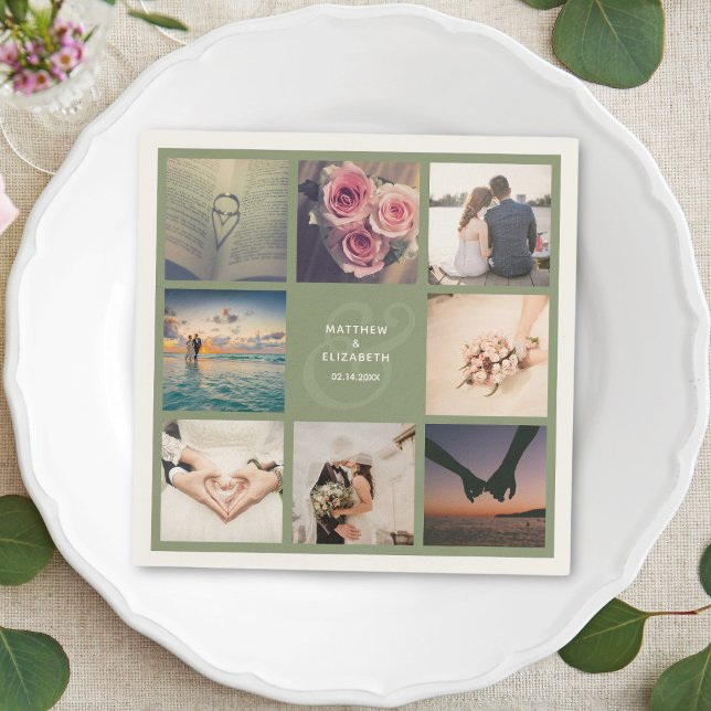 Serviette En Papier Ampersand moderne élégant Mariage photo Collage (Créateur téléchargé)