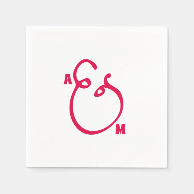 Serviette En Papier Ampersand moderne Mariage monogramme (Devant)