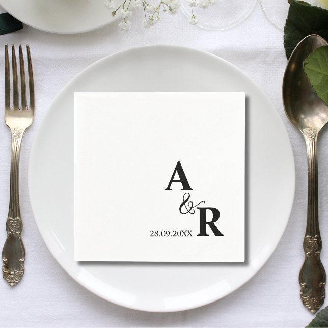 Serviette En Papier Ampersand Monogramme Mariage personnalisé Cocktail (Créateur téléchargé)