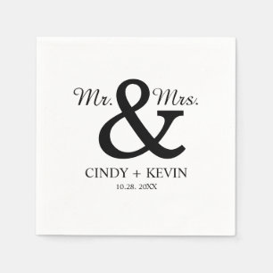 Serviette En Papier Ampersand personnalisé M. et Mme Mariage Napkin