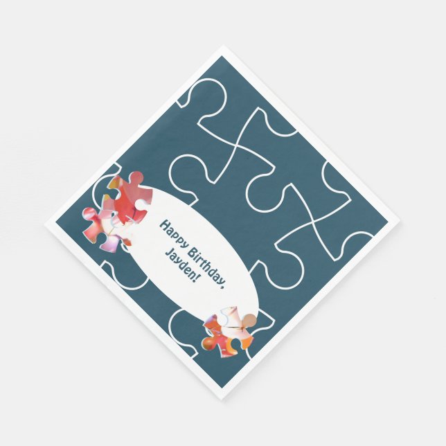 Serviette En Papier Amusant 4e anniversaire Puzzle Thème de fête (Coin)