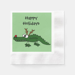 Serviette En Papier Amusant Alligator de Noël en renne