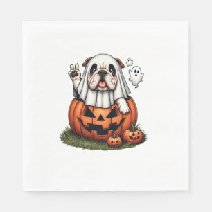 Serviette En Papier Amusant anglais Bulldog Ghost Boo Halloween femmes