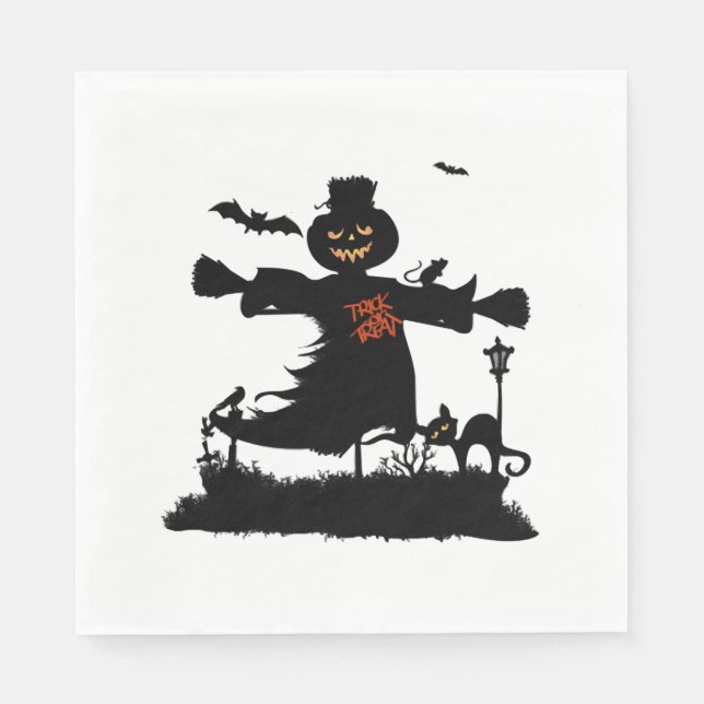 Serviette En Papier Amusant design d'halloween avec épouvantail (Devant)