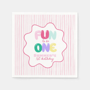 Serviette En Papier Amusant d'être un ! Rayé Coloré 1er Anniversaire