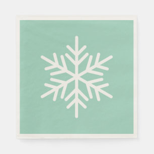 Serviette En Papier Amusant Festif Flocon de Neige Alpin Blanc sur Tea