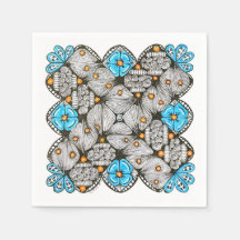 Amusant gribouillis géométrique bleu et orange