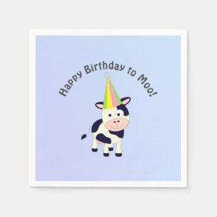 Serviette En Papier Amusant Joyeux Anniversaire à Moo Cute Party Cow