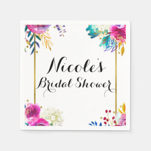 Serviette En Papier Amusant Lumineux Gras Aquarelle Floral Élégant Chi