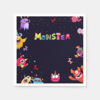 Serviette En Papier Amusant Monster Anniversaire de fête Napkins