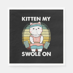 Serviette En Papier Amusant Poids Chat Gym Motivation Animal