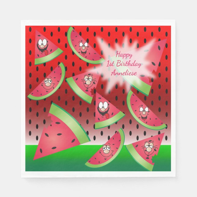 Serviette En Papier Amusant visage Watermelon Design (Devant)