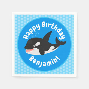 Serviette En Papier Amusante baleine orque mignonne dessin animé