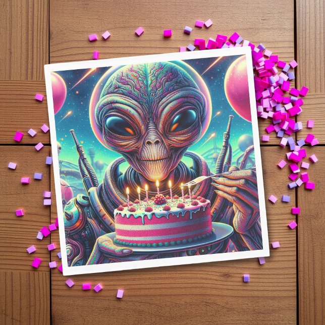 Serviette En Papier Amusante fête d'anniversaire à thème Alien (Créateur téléchargé)