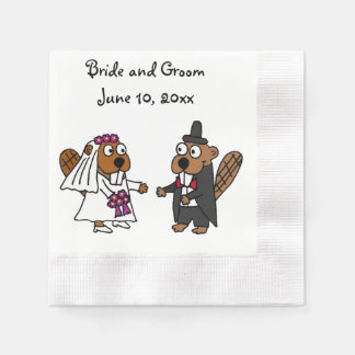 Serviette En Papier Amusante mariée et Mariage de castor de chambre