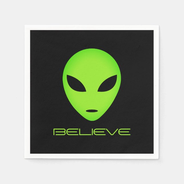 Serviette En Papier Amusante tête verte alien coutume fête d'anniversa (Devant)