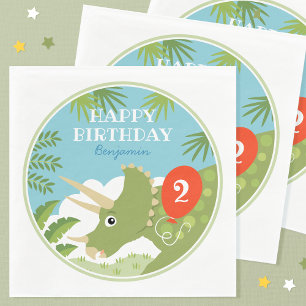 Serviette En Papier Amusants Anniversaire Dinosaur Tricératops Nom per