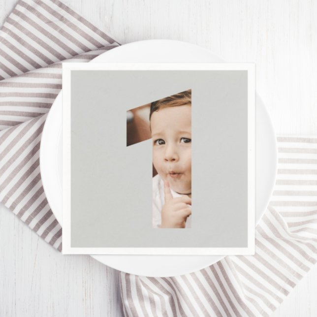 Serviette En Papier Amusants Moderne Minimale Photo Première année 1er (Créateur téléchargé)