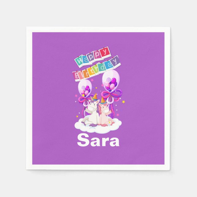 Serviette En Papier Amusants Unicorn Balloon Anniversaire serviettes (Devant)