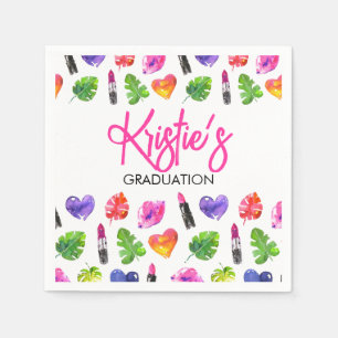 Serviette En Papier Amusants Vibrant Aquarelle Lipsticks Graduation Pa