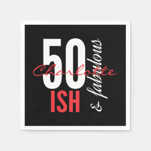 Serviette En Papier Amusement 50ish et typographie rouge et noire