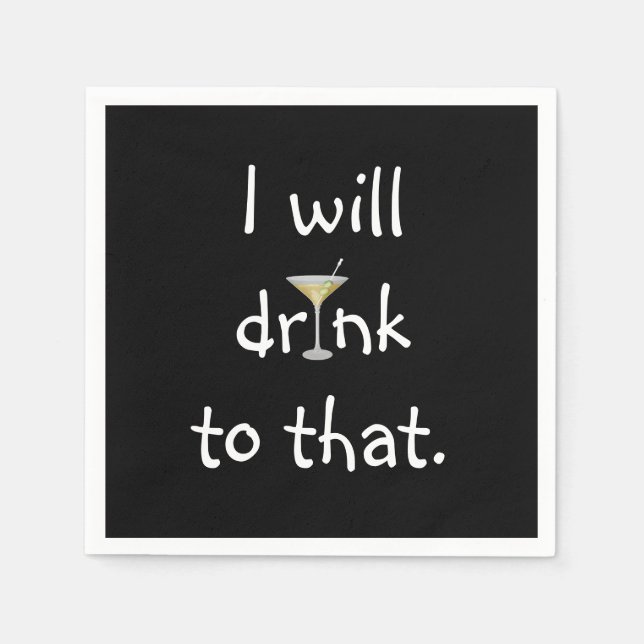 Serviette En Papier Amusement De Fête Avec Martini (Devant)