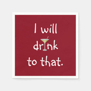 Serviette En Papier Amusement De Fête Avec Martini Rouge