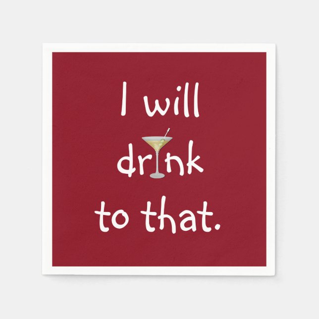 Serviette En Papier Amusement De Fête Avec Martini Rouge (Devant)