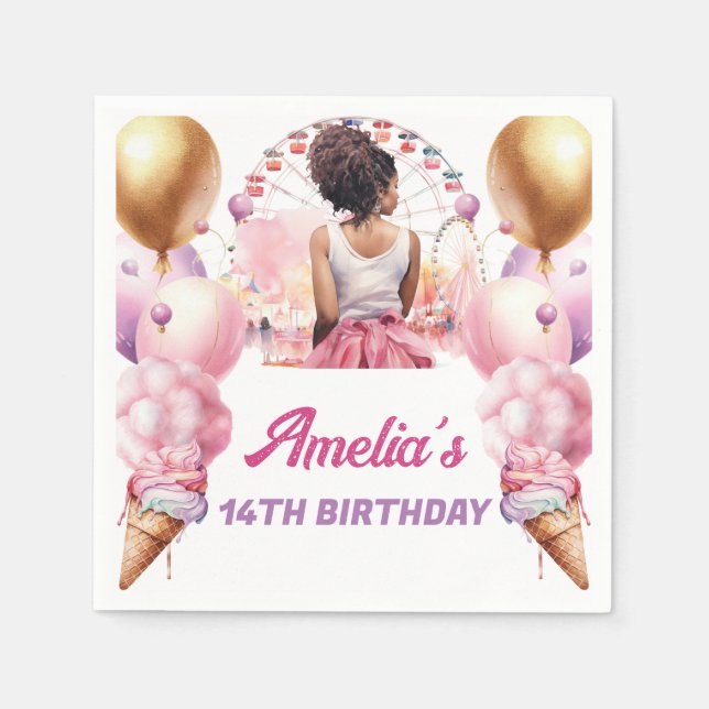 Serviette En Papier Amusement Park African American Birday (Devant)
