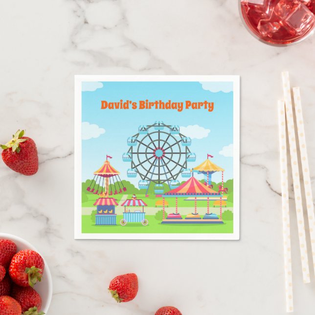 Serviette En Papier Amusement Park Funfair Chilthday Party (En situation)