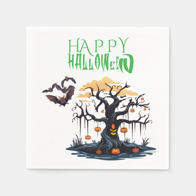 Serviette En Papier Amusement personnalisable Halloween  (Devant)