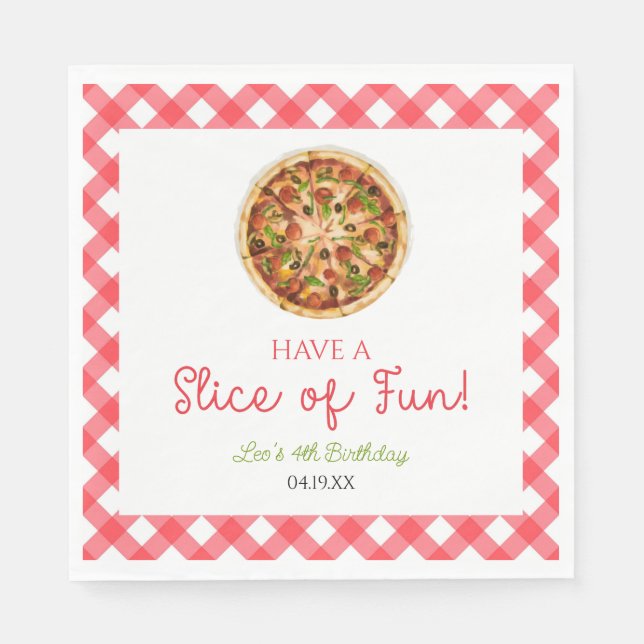 Serviette En Papier Amusez-vous ! Pizza fête d'anniversaire (Devant)