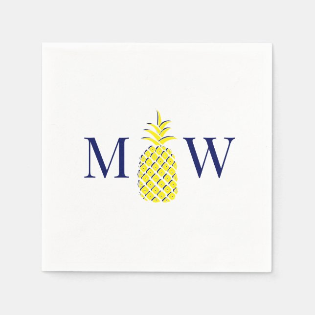 Serviette En Papier Ananas #11 Couple 2 Monogramme Initial DIY Couleur (Devant)