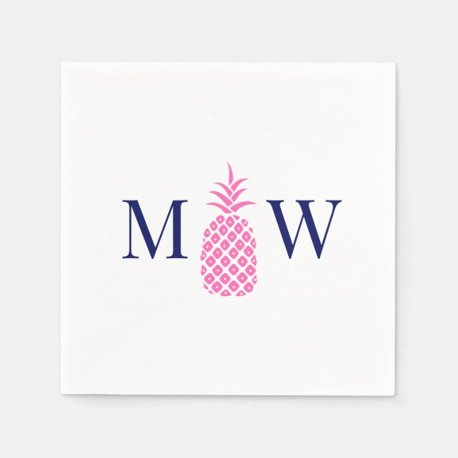 Serviette En Papier Ananas #11 Couple 2 Monogramme initial do-it-yours (Devant)