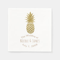 Ananas Doré Blanc Moderne Chic Fête Tropicale