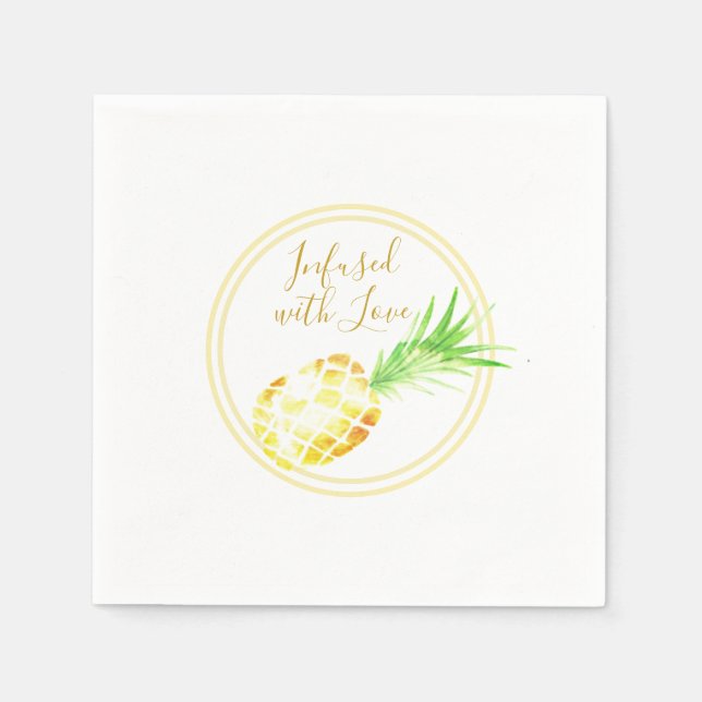 Serviette En Papier Ananas Doré Juteux (Devant)