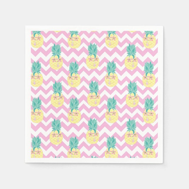 Serviette En Papier Ananas et Chevron (Devant)
