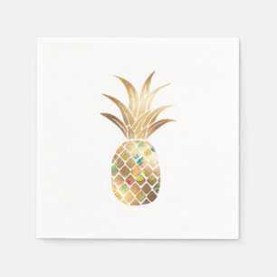 Serviette En Papier Ananas, Faux Gold+Collage