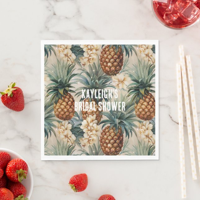 Serviette En Papier Ananas Floral Tropical (En situation)