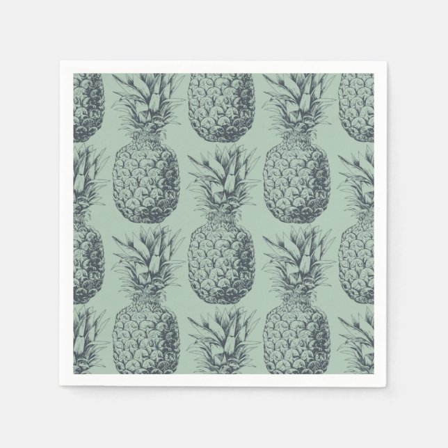 Serviette En Papier Ananas, fruit tropical design motif (Devant)