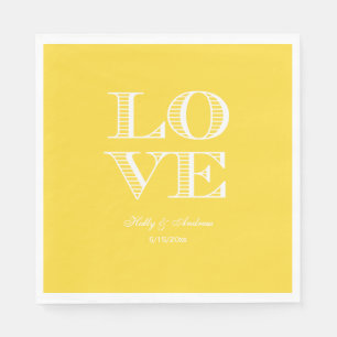 Serviette En Papier Ananas Jaune AMOUR Blanc serviettes