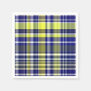 Serviette En Papier Ananas Marine Bleu Blanc Preppy Madras Plaid