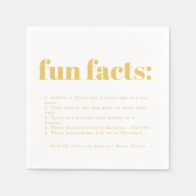 Serviette En Papier Ananas minimal moderne | Fun Facts Mariage (Devant)