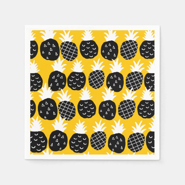Serviette En Papier Ananas noir (Devant)
